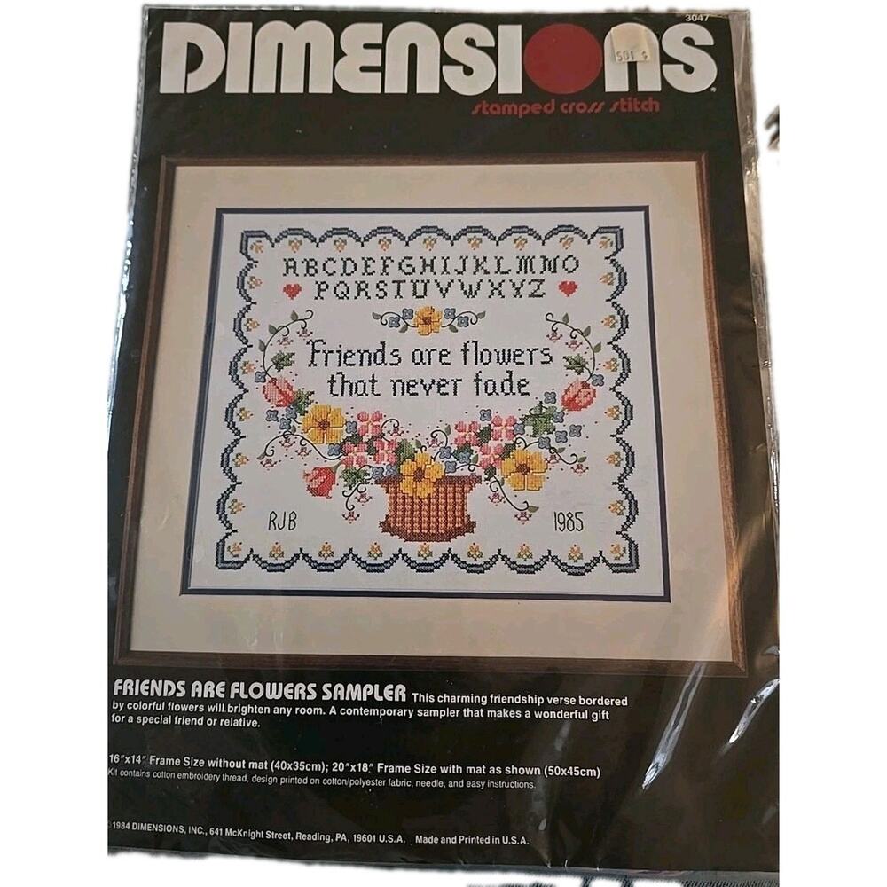 Vintage 1984 Dimensions Crewel Kit Friends Are Flowers 16x14 Sealed NOS